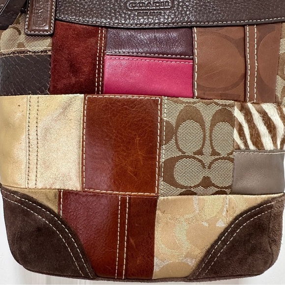 Coach Crossbody Patchwork Shoulder Bag Brown Multi - Picture 3 of 16